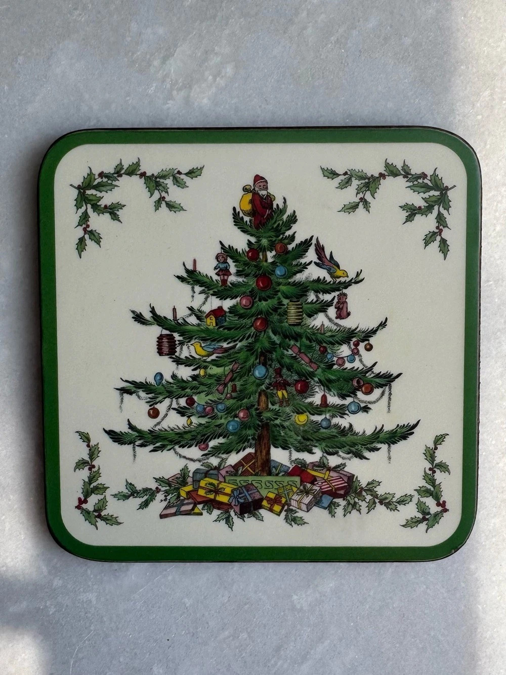 Pimpernel Christmas Tree Cork Back Coasters Set Green & Vintage Pimpernel Christ